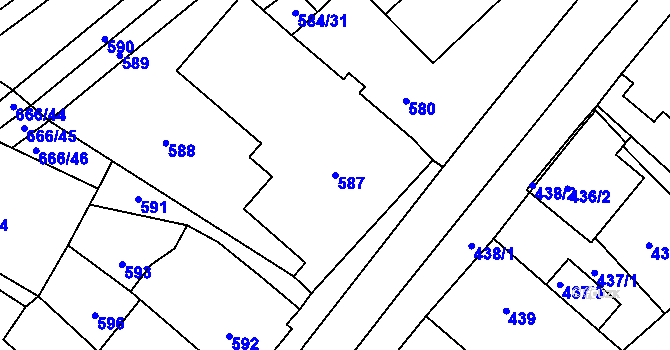 Parcela st. 587 v KÚ Prštice, Katastrální mapa