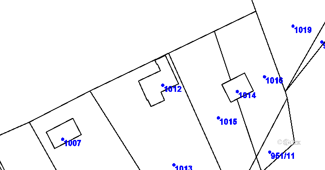 Parcela st. 1012 v KÚ Prštice, Katastrální mapa
