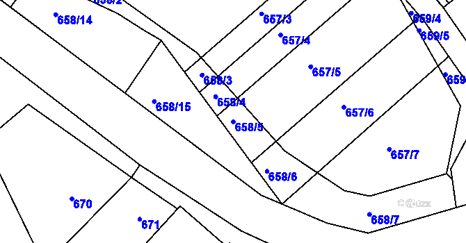 Parcela st. 658/5 v KÚ Prštice, Katastrální mapa