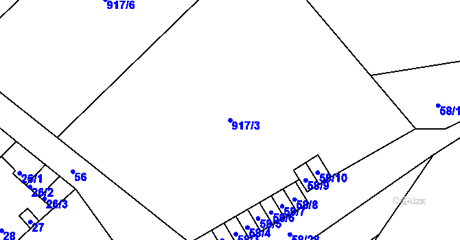 Parcela st. 917/3 v KÚ Prštice, Katastrální mapa