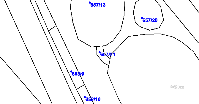 Parcela st. 657/21 v KÚ Prštice, Katastrální mapa