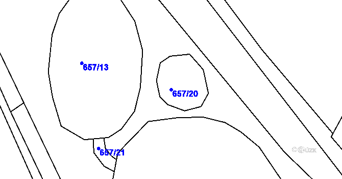 Parcela st. 657/20 v KÚ Prštice, Katastrální mapa
