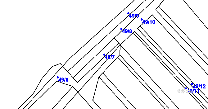 Parcela st. 49/7 v KÚ Prštice, Katastrální mapa