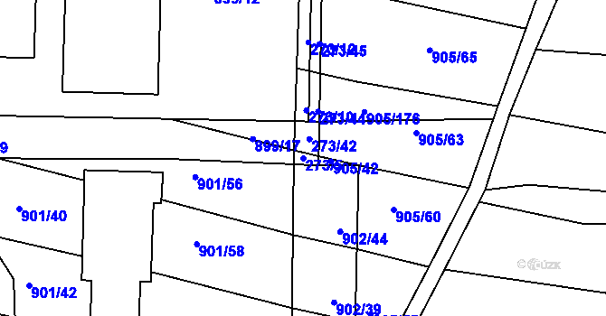 Parcela st. 273/5 v KÚ Prštice, Katastrální mapa