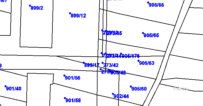 Parcela st. 273/10 v KÚ Prštice, Katastrální mapa