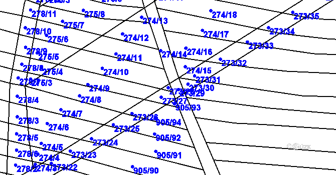 Parcela st. 273/28 v KÚ Prštice, Katastrální mapa