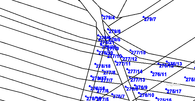 Parcela st. 278/19 v KÚ Prštice, Katastrální mapa