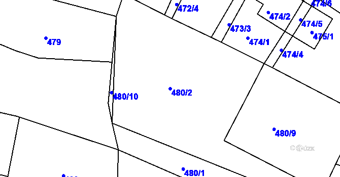Parcela st. 480/2 v KÚ Prštice, Katastrální mapa