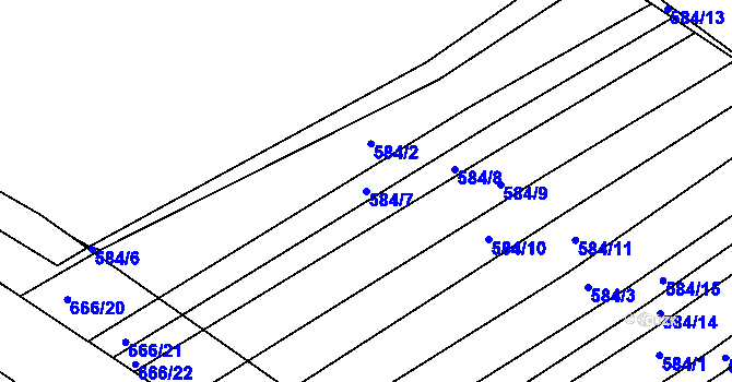Parcela st. 584/7 v KÚ Prštice, Katastrální mapa