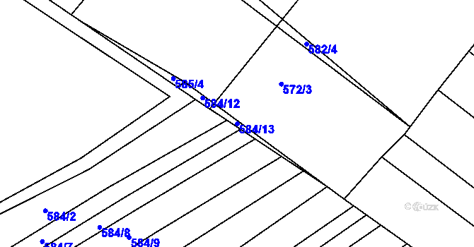 Parcela st. 584/13 v KÚ Prštice, Katastrální mapa
