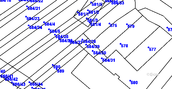 Parcela st. 584/29 v KÚ Prštice, Katastrální mapa