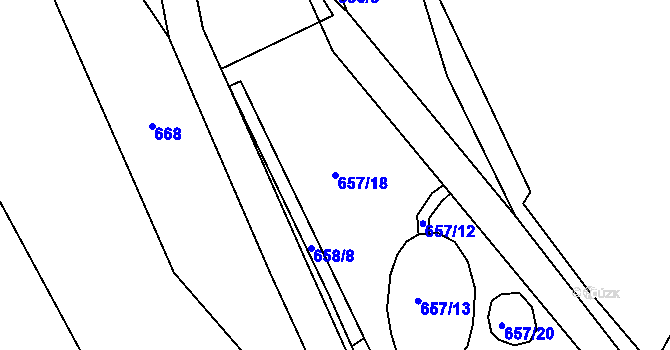 Parcela st. 657/18 v KÚ Prštice, Katastrální mapa
