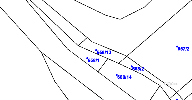 Parcela st. 658/13 v KÚ Prštice, Katastrální mapa