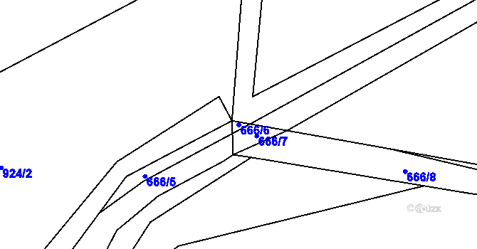 Parcela st. 666/6 v KÚ Prštice, Katastrální mapa