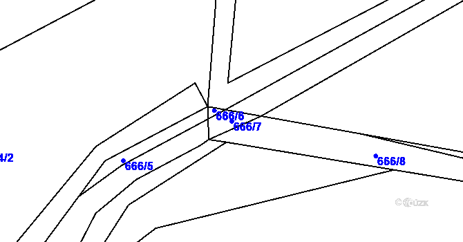 Parcela st. 666/7 v KÚ Prštice, Katastrální mapa