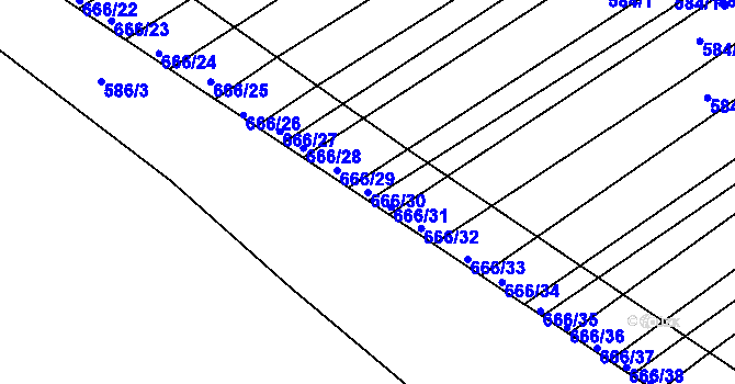 Parcela st. 666/30 v KÚ Prštice, Katastrální mapa