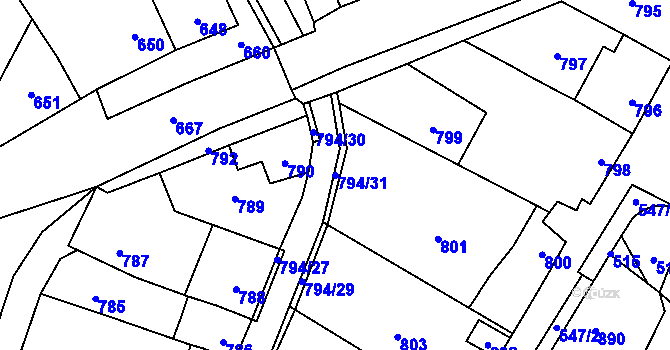 Parcela st. 794/31 v KÚ Prštice, Katastrální mapa