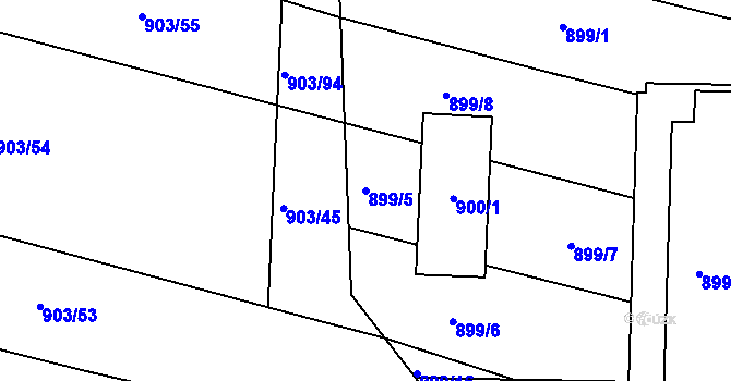 Parcela st. 899/5 v KÚ Prštice, Katastrální mapa
