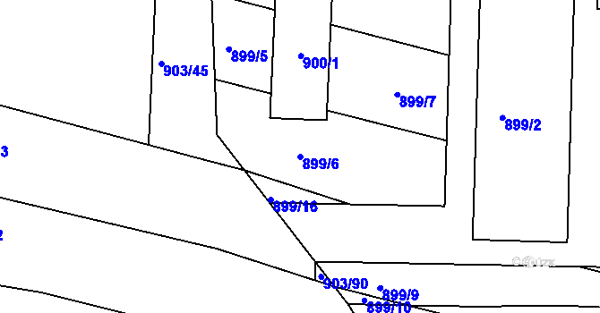 Parcela st. 899/6 v KÚ Prštice, Katastrální mapa