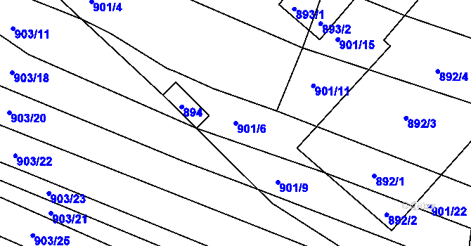 Parcela st. 901/6 v KÚ Prštice, Katastrální mapa