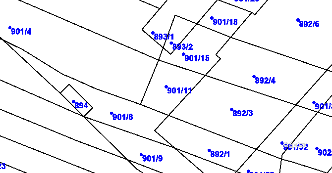 Parcela st. 901/11 v KÚ Prštice, Katastrální mapa