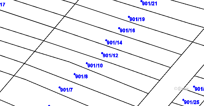Parcela st. 901/12 v KÚ Prštice, Katastrální mapa