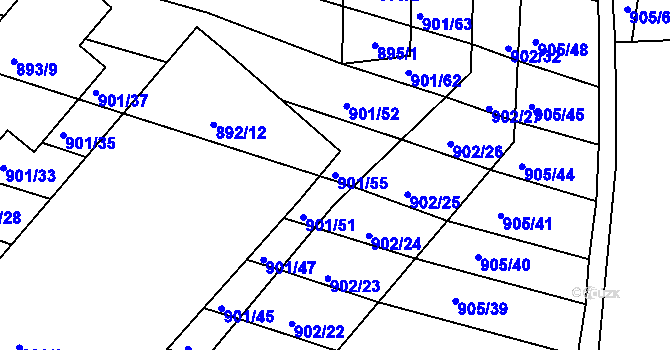 Parcela st. 901/55 v KÚ Prštice, Katastrální mapa