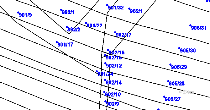 Parcela st. 902/15 v KÚ Prštice, Katastrální mapa