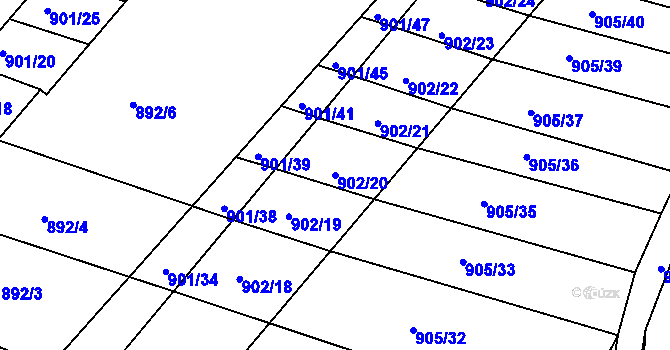 Parcela st. 902/20 v KÚ Prštice, Katastrální mapa