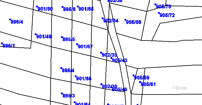 Parcela st. 902/35 v KÚ Prštice, Katastrální mapa