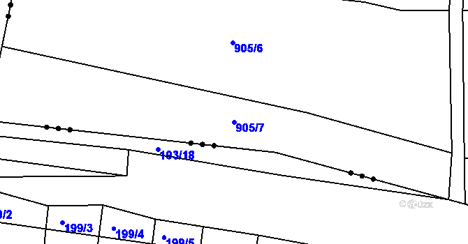 Parcela st. 905/7 v KÚ Prštice, Katastrální mapa