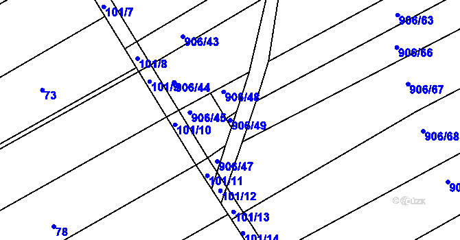 Parcela st. 906/49 v KÚ Prštice, Katastrální mapa
