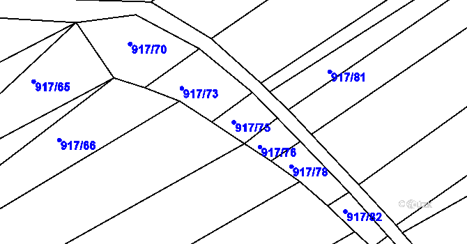Parcela st. 917/75 v KÚ Prštice, Katastrální mapa