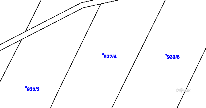 Parcela st. 932/4 v KÚ Prštice, Katastrální mapa