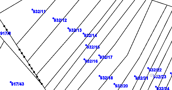 Parcela st. 932/15 v KÚ Prštice, Katastrální mapa