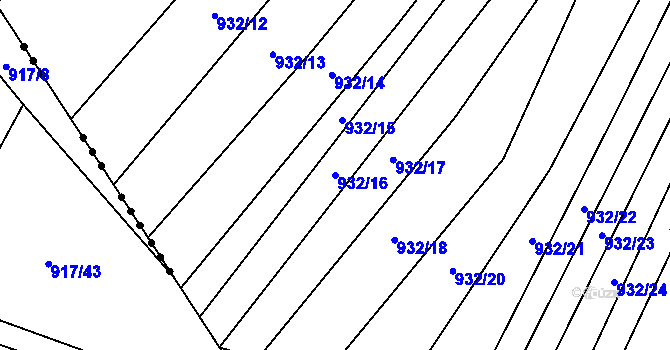 Parcela st. 932/16 v KÚ Prštice, Katastrální mapa