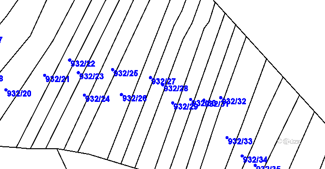 Parcela st. 932/28 v KÚ Prštice, Katastrální mapa