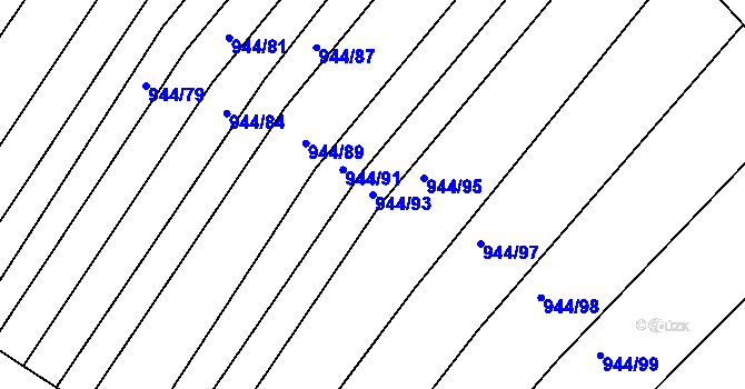 Parcela st. 944/93 v KÚ Prštice, Katastrální mapa