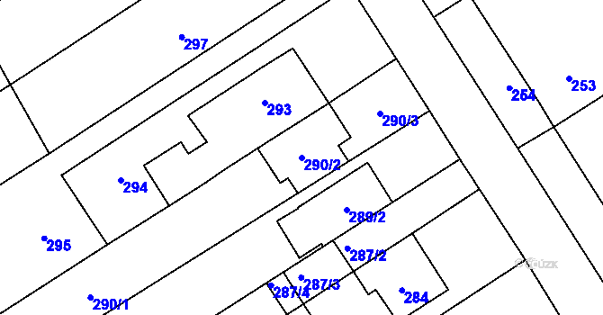 Parcela st. 290/2 v KÚ Prštice, Katastrální mapa