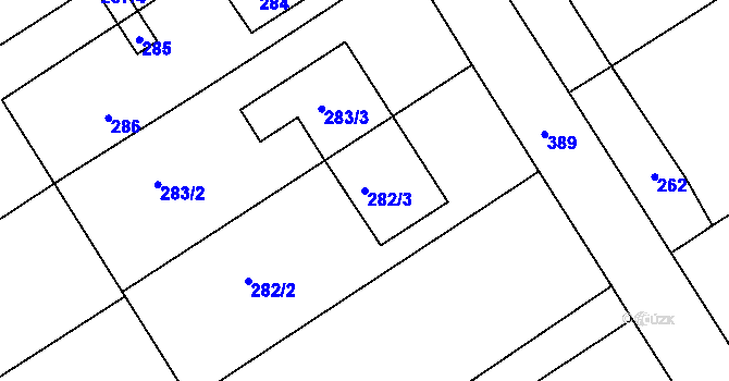 Parcela st. 282/3 v KÚ Prštice, Katastrální mapa