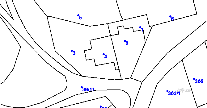 Parcela st. 4 v KÚ Hole u Průhonic, Katastrální mapa