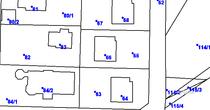 Parcela st. 66 v KÚ Hole u Průhonic, Katastrální mapa