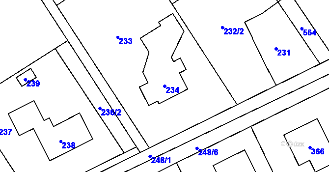 Parcela st. 234 v KÚ Hole u Průhonic, Katastrální mapa