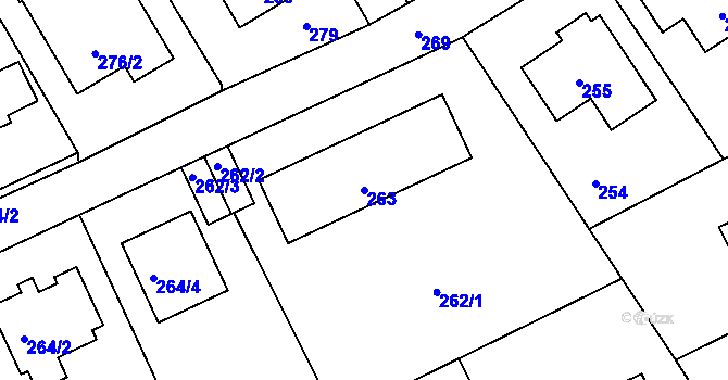 Parcela st. 263 v KÚ Hole u Průhonic, Katastrální mapa