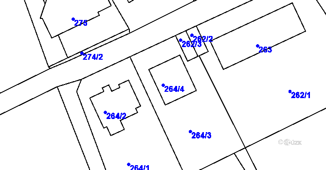 Parcela st. 264/4 v KÚ Hole u Průhonic, Katastrální mapa