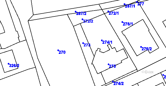 Parcela st. 273 v KÚ Hole u Průhonic, Katastrální mapa