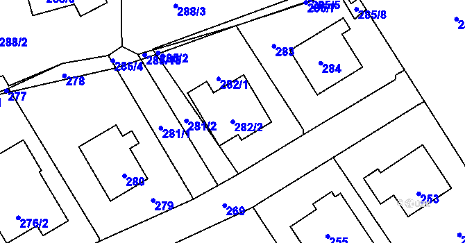 Parcela st. 282/2 v KÚ Hole u Průhonic, Katastrální mapa