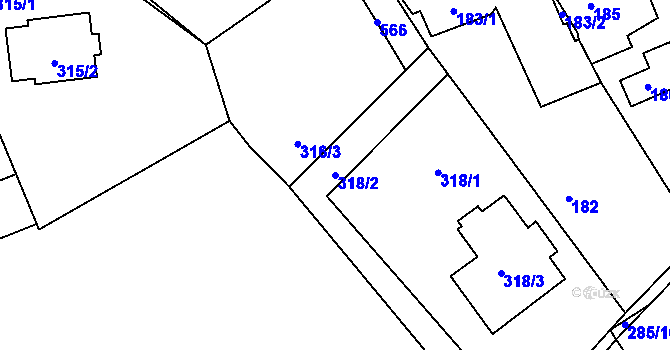 Parcela st. 318/2 v KÚ Hole u Průhonic, Katastrální mapa