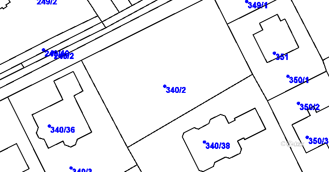 Parcela st. 340/2 v KÚ Hole u Průhonic, Katastrální mapa