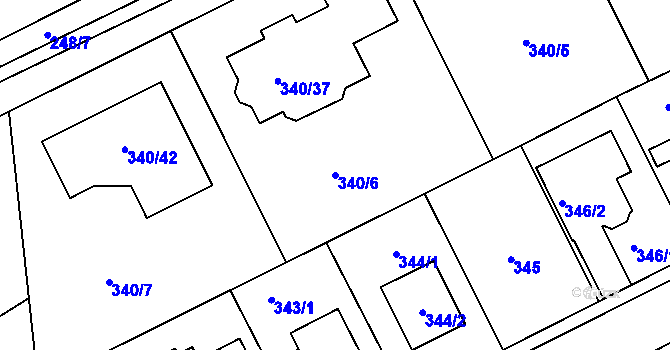 Parcela st. 340/6 v KÚ Hole u Průhonic, Katastrální mapa